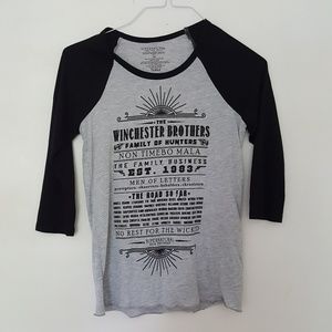 NWOT Supernatural Raglan Shirt